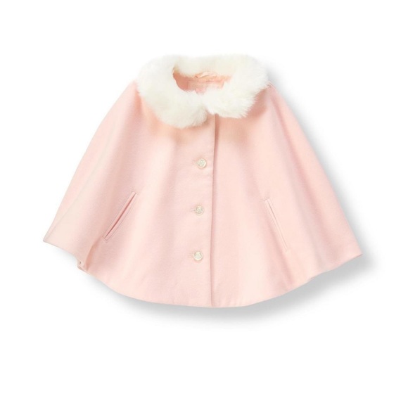 Janie and Jack Other - • Janie and Jack • Faux Fur Collar Cape Pink Baby Girls 18-24 Months white